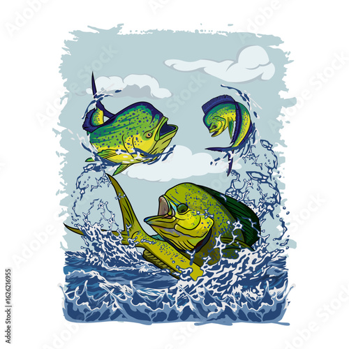 mahimahi dorado fishing illustration logo vector image t shirt