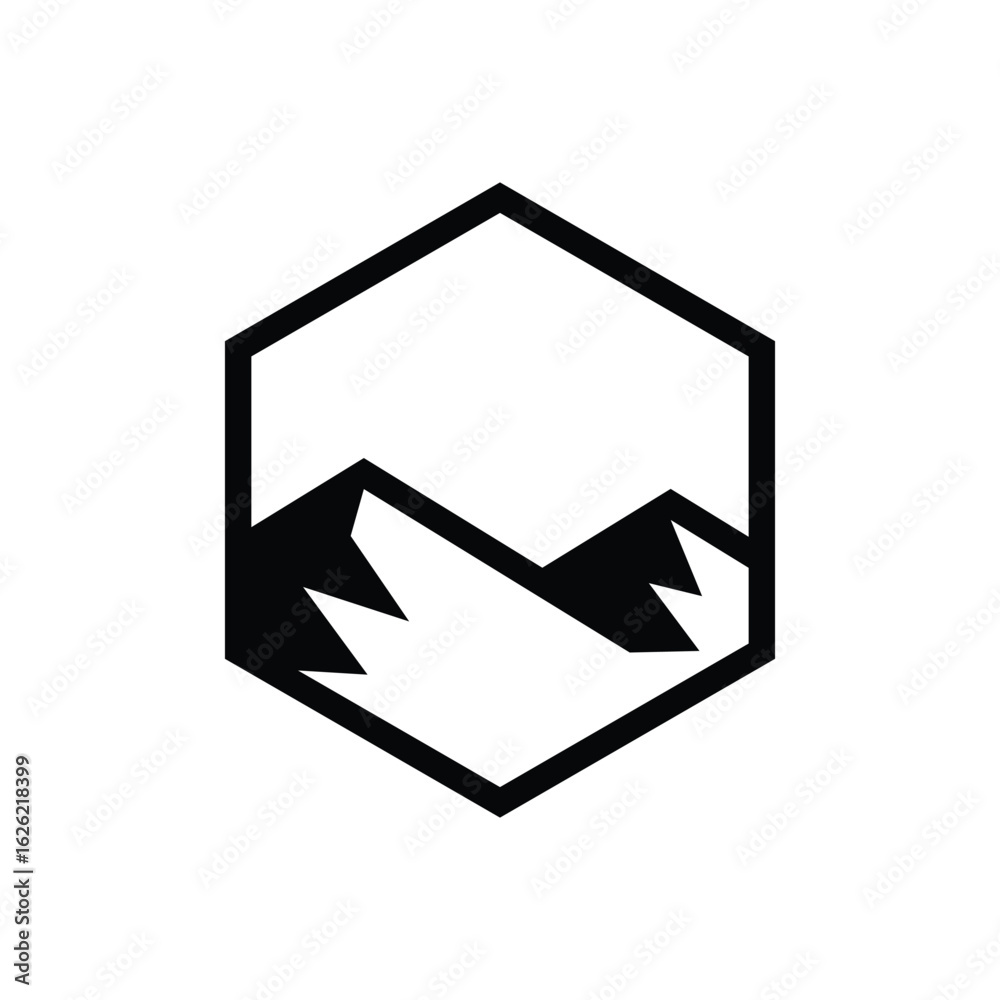 mountain hill peak rock logo design, hexagon graphic icon template mountain hill peak rock logo design, hexagon graphic icon template