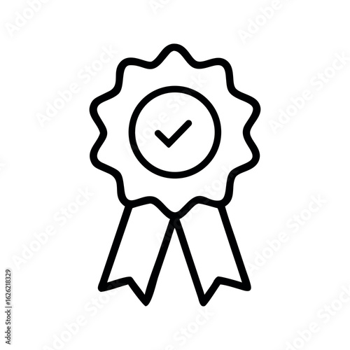 Award ribbon with checkmark symbol success