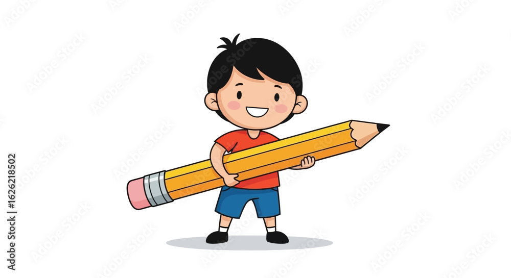 Cartoon Boy Holding a Giant Pencil
Cartoon Boy Holding a Giant Pencil