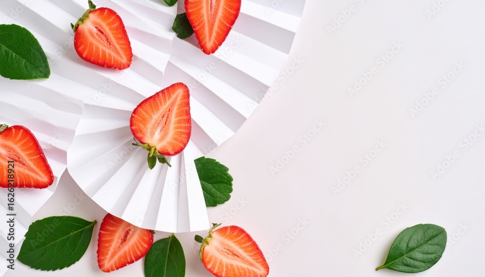 Obraz premium Fresh strawberries on white paper