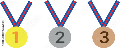 1 2 3 place medals vector illustrations set