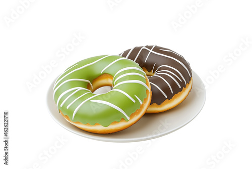 delicious donuts on a plate isolated on transparent background
