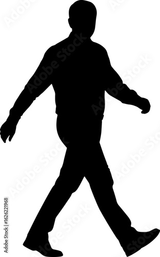 Walking man silhouette, isolated vector graphic image