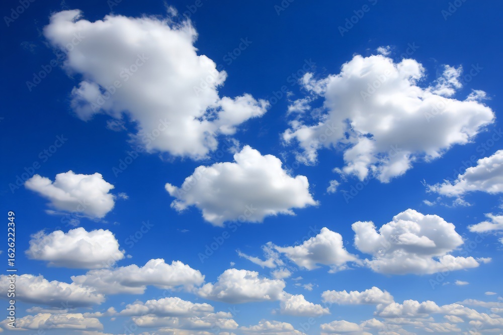 Naklejka premium Blue Sky With Fluffy White Clouds