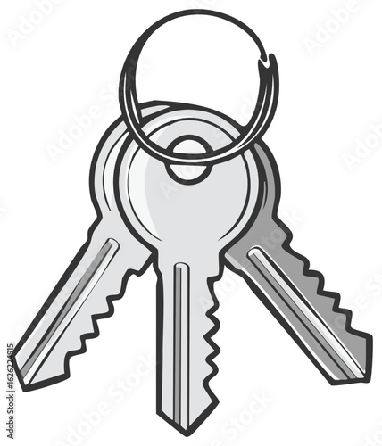 Keychain with house keys illustration security and access vector art