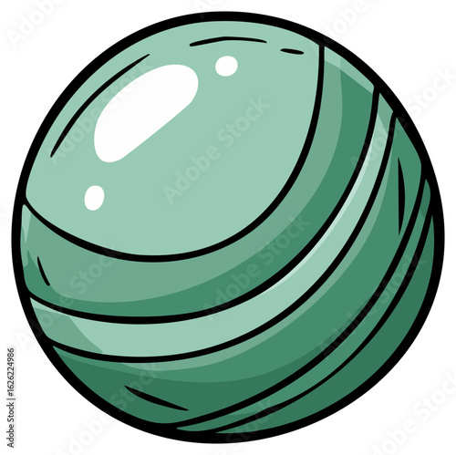 Abstract stylized green sphere with curved lines and highlights suggesting movement