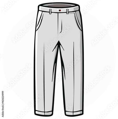Vector illustration of light gray casual or formal trousers for men or women