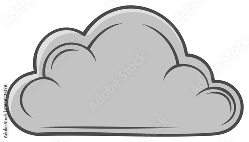 Simple Gray Cloud, Weather Icon, Cartoon Style, Sky Illustration, Overcast Symbol