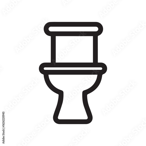 Toilet Bowl Icon Modern Black and White Bathroom Fixture Symbol