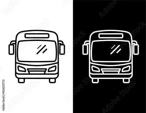 Vector icon of a bus front view, clean lines, one color vector