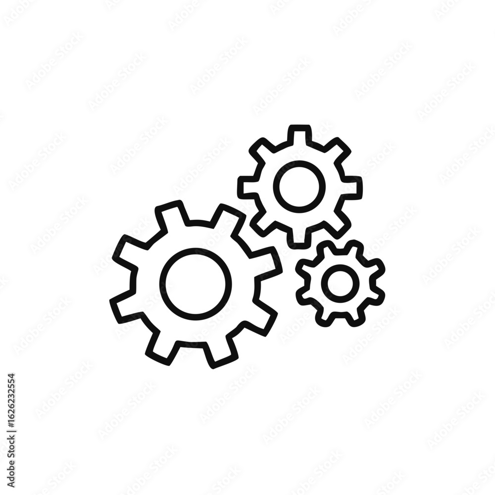 gear icon, Gear Settings thin line symbol, cogwheel, Vector Illustration gear icon, Gear Settings thin line symbol, cogwheel, Vector Illustration