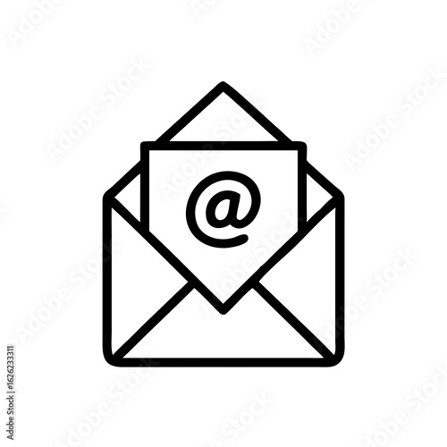 Mail icon, envelope, message symbol isolated on white background, email PNG