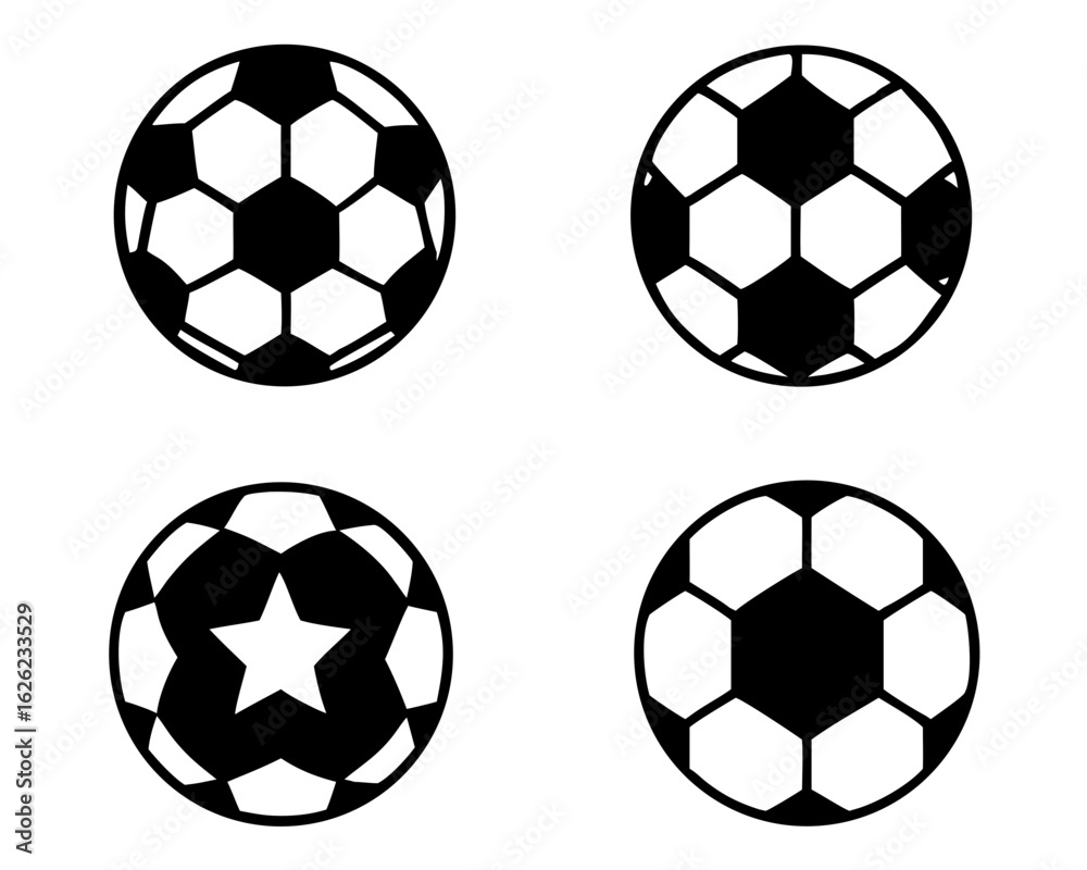 Fototapeta premium Soccer (football) flat icon set for sports apps and websites