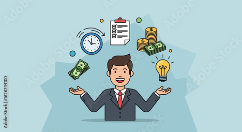 Manager Balancing Tasks And Resources For Productivity And Success