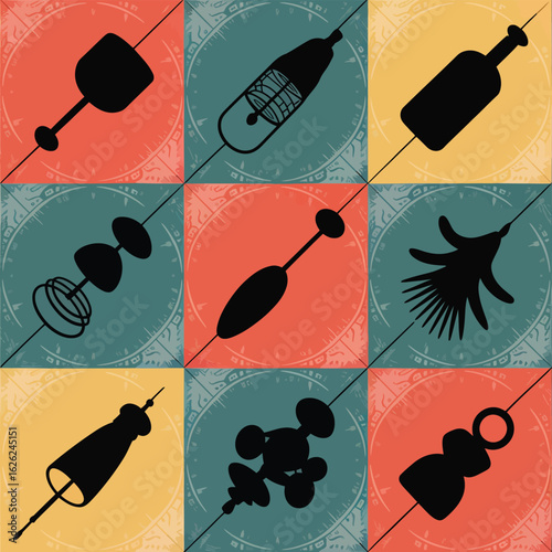 Seamless pattern vector illustration with a collection of Christmas food icons