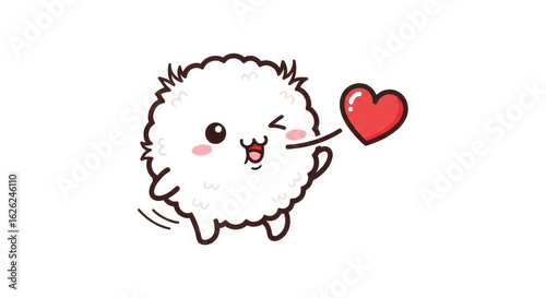 Cute fluffy character with a heart