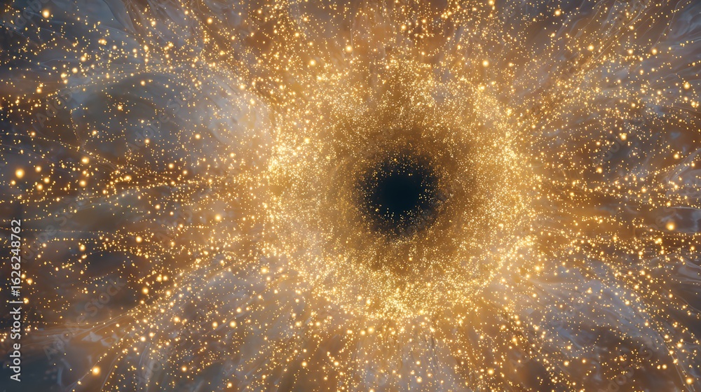 Abstract Golden Light Tunnel with Sparkling Particles and Dark Center Abstract Golden Light Tunnel with Sparkling Particles and Dark Center