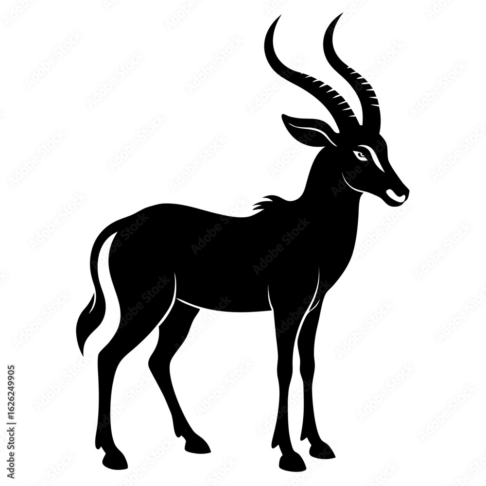 Fototapeta premium Addax vector clean black silhouette design white background