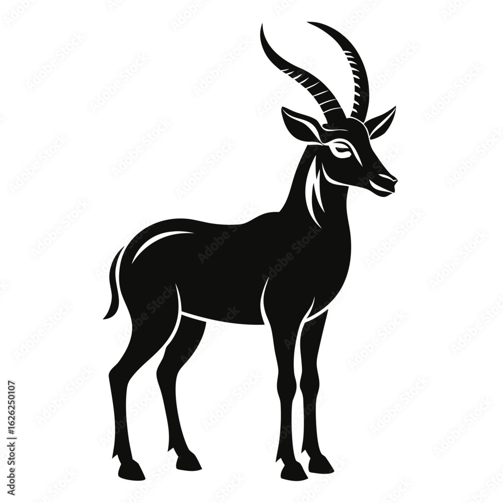 Fototapeta premium Addax vector clean black silhouette design white background