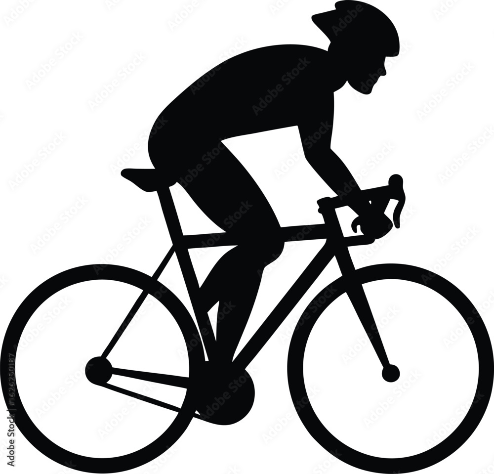Fototapeta premium black silhouette a cyclist on white background.eps