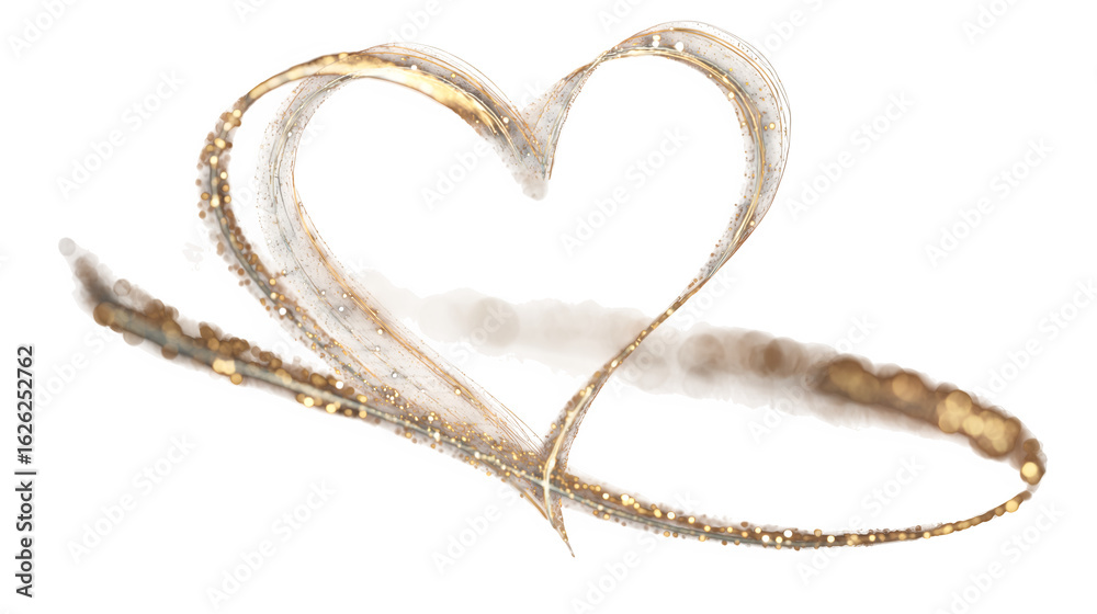 Fototapeta premium Golden heart swirl, isolated on transparent background