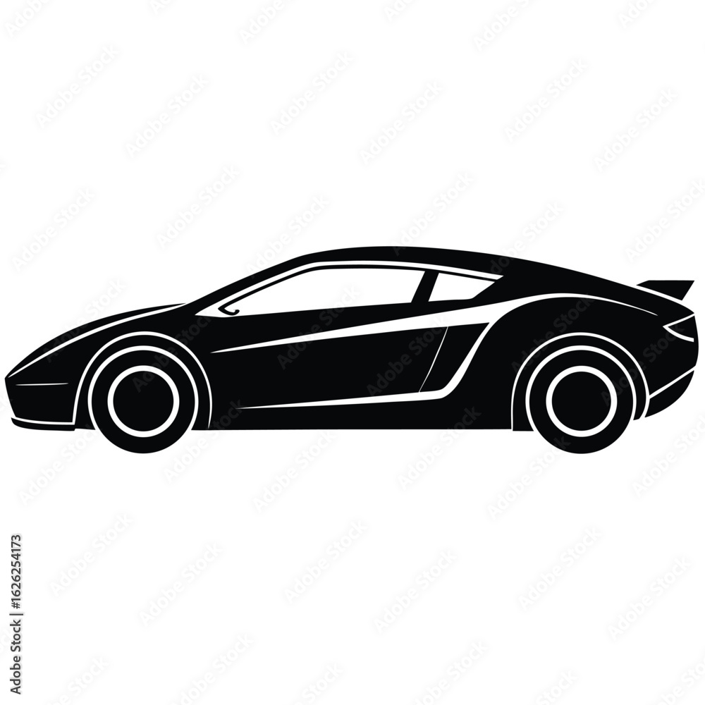 Fototapeta premium Sleek black modern sports car profile vector
