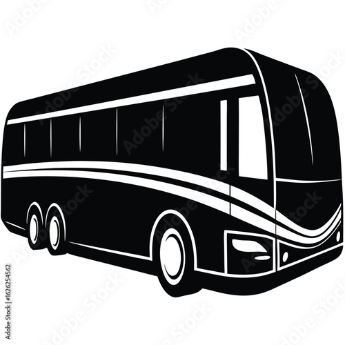Stylized black tour bus graphic transportation travel