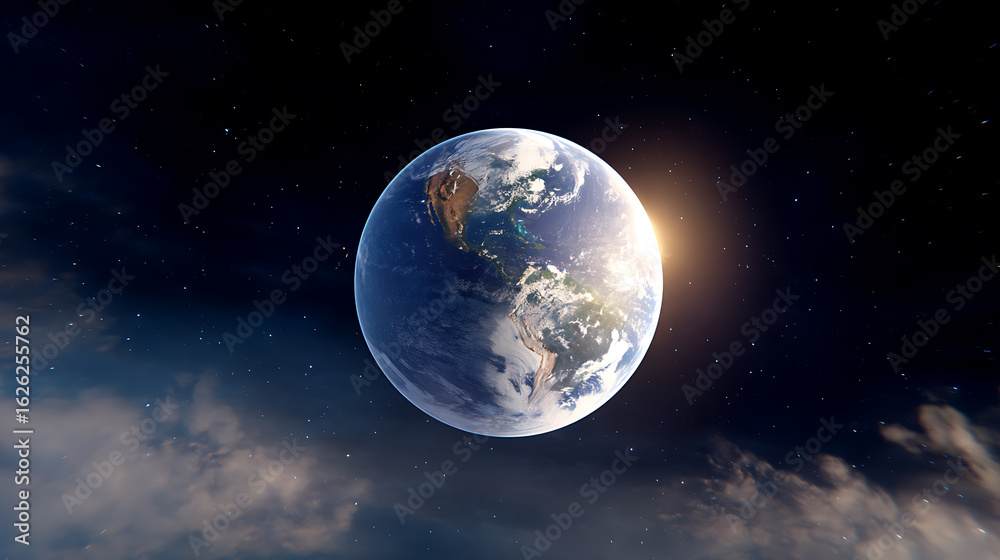 Fototapeta premium Planet earth from space showing the beauty of space exploration. 3D rendering