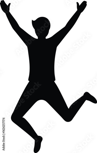 black silhouette a person jumping in celebration o.eps