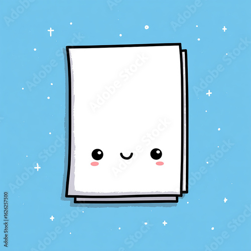 : Blank Paper Sheets on Cartoon Blue Sky with Fluffy Clouds made with generative AI