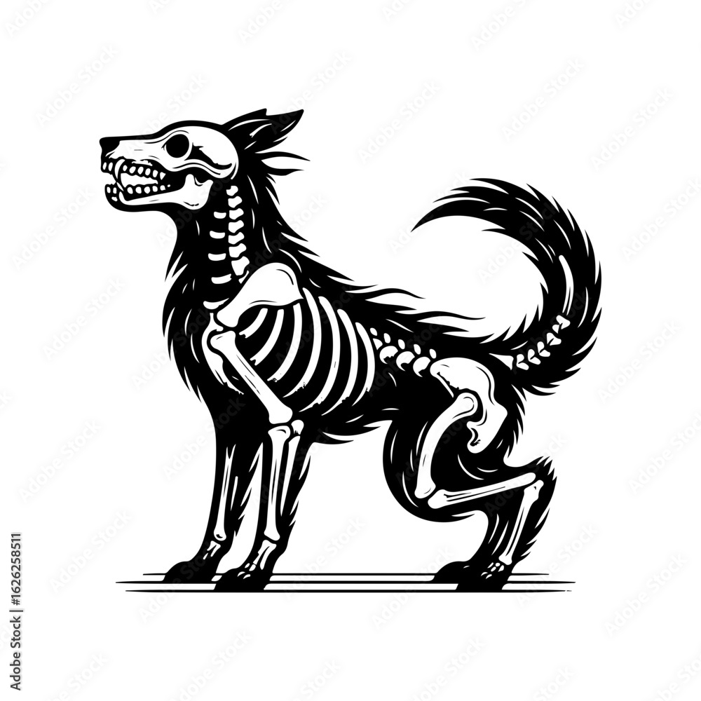 Fototapeta premium skeletal dog pet animal halloween themed design vector illustration