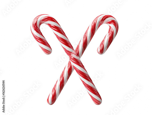 Two festive candy canes crisscrossed, evoking holiday cheer and sweet treats, perfect for seasonal designs on transparent background silhouette
