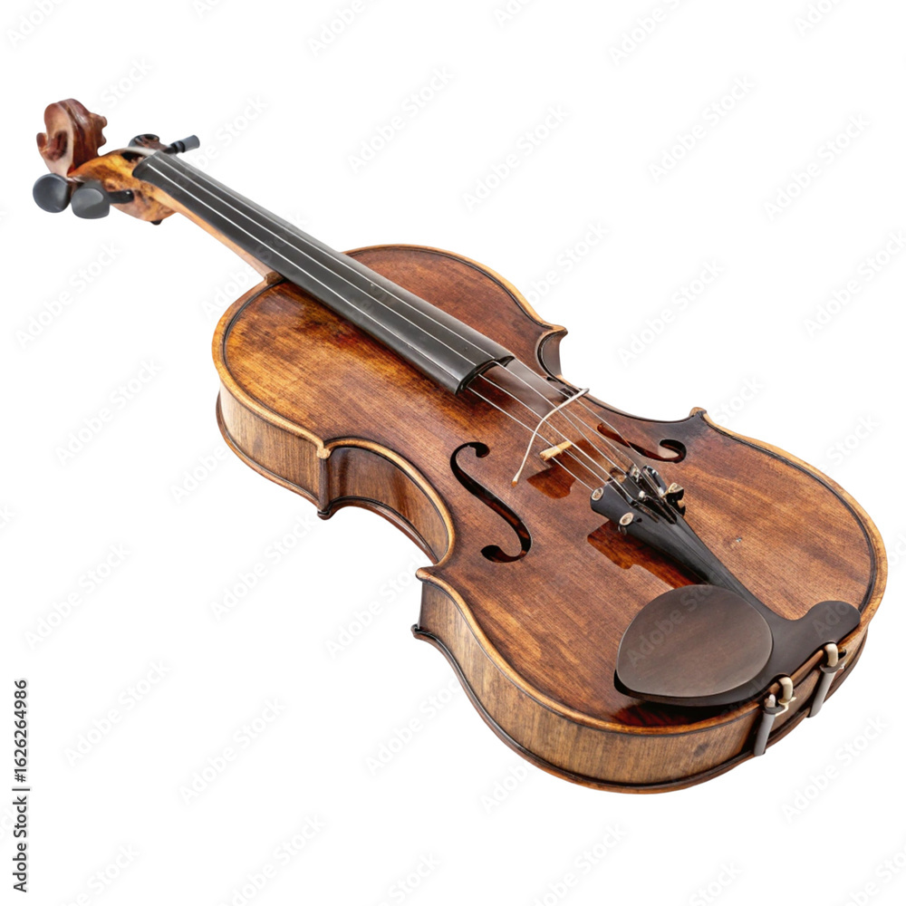 Fototapeta premium Classical Wooden Violin isolated on transparent background