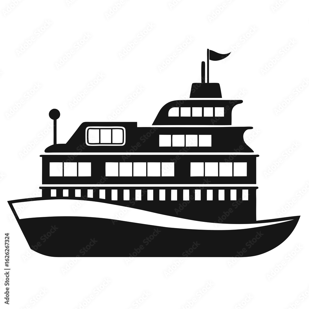 Obraz premium Ferry vector clean black silhouette design white background