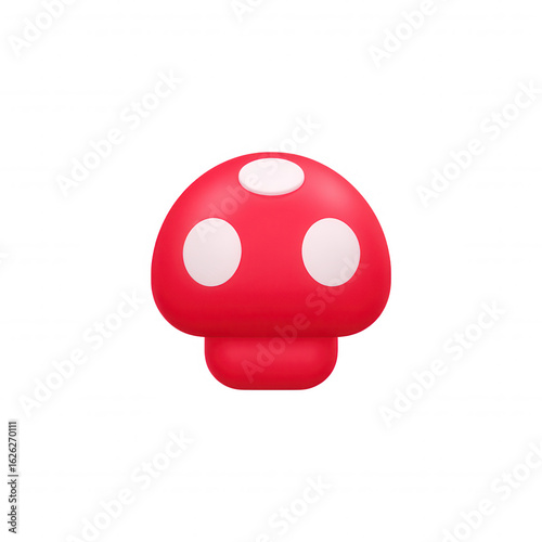 Red mushroom with white spots isolated on transparent background