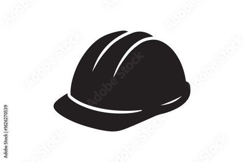 Construction helmet safety silhouette vector art illustration on white background