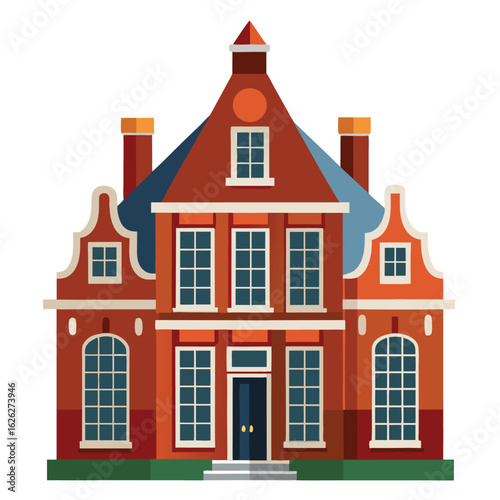 A traditional Dutch house with a stepped gable facade and brickwork, a classic building from Holland.