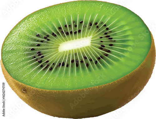 Fresh Kiwifruit Slice Vector Illustration