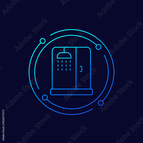 Shower cabin icon, linear design