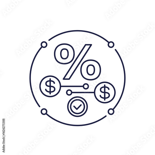 transaction fee icon in line design
