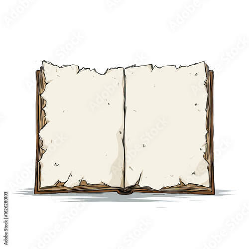 An open antique book with blank, weathered pages and a worn brown cover, offering a vintage canvas for storytelling, journaling, or historical design projects.
