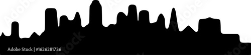Black vector silhouette illustration of the New York City skyline with iconic skyscrapers at night