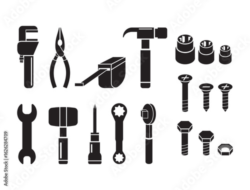 A collection of tool icons for construction and repair