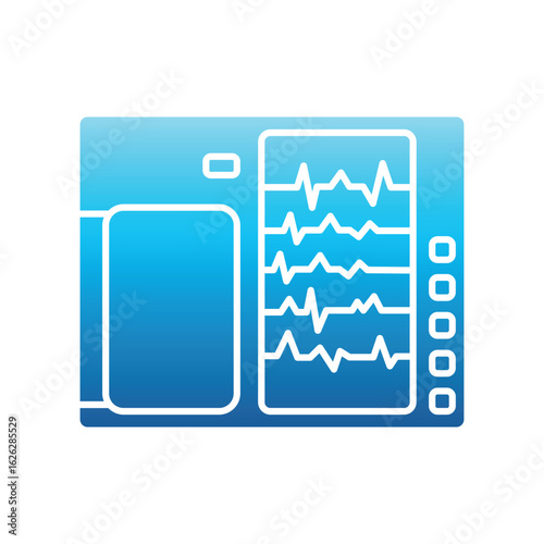 Portable electrocardiograph color flat icon for digital and print projects.