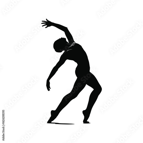 Silhouette of a graceful dancer in a dynamic pose