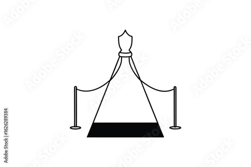Elegant red carpet entrance with stanchions and velvet ropes creating a vip pathway and exclusive event atmosphere silhouette