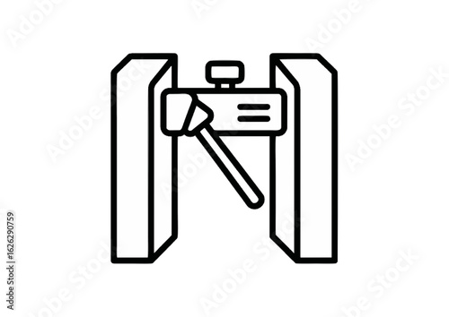 Airport turnstile illustration for access control in minimalist style for travel security concepts.