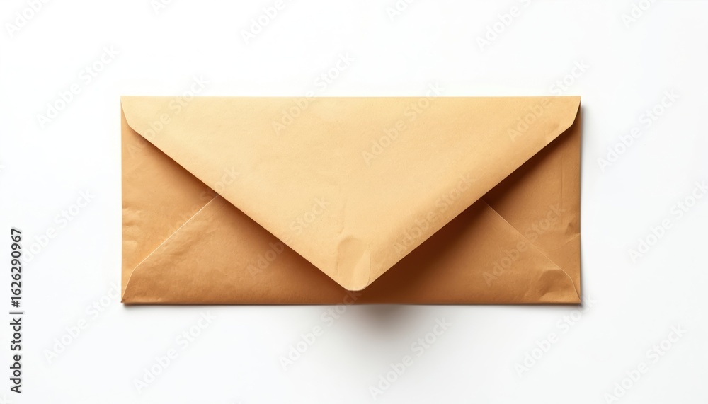 Brown paper envelope, size 10, isolated on white. Features front, back flaps, classic design. Essential for mail, letters, documents, stationery supplies. Clean, minimal look for office communication. Brown paper envelope, size 10, isolated on white. Features front, back flaps, classic design. Essential for mail, letters, documents, stationery supplies. Clean, minimal look for office communication.