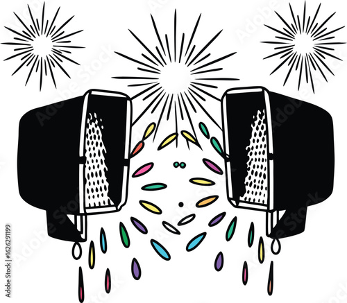 Colorful Studio Lights with Sparkles Vector Illustration
